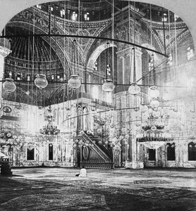 Interiör, Muhammad Alis moské, Kairo, Egypten, 1899
