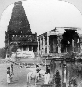 Den stora pagoden i Tanjore Thanjavur, Indien, 1902.