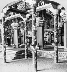 Mahratta durbar hall, Palace of the Princess of Tanjore, Tanjore Thanjavur, Indien, 1901.