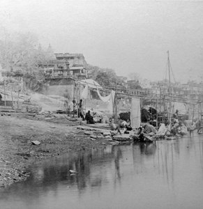 Badande ghat, Benares, Indien, sent 1800-tal eller tidigt 1900-tal