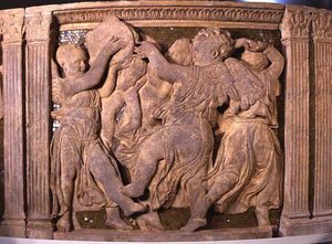 Panel nr III efter restaurering från Prato-katedralens yttre predikstol av B. di Donatello and Michelozzo