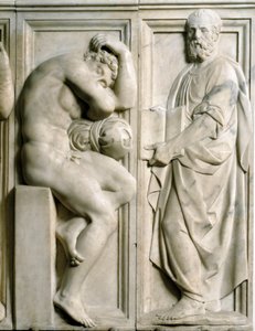 Prophete and Ignudo Low marmorrelief av Baccio Bandinelli (1493-1560) av Baccio Bandinelli