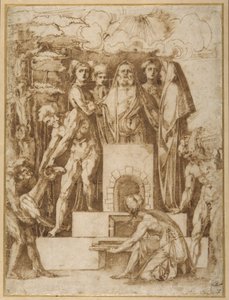 The Sacrifice of Noah (penna & brunt bläck på vitt papper) av Baccio Bandinelli