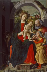 Den heliga familjen med en ängel, c.1485 av Baldassare di Matteo Carrari