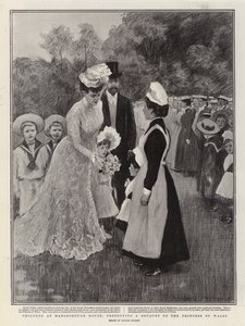 Barn på Marlborough House överlämnar en bukett till prinsessan av Wales (litografi)