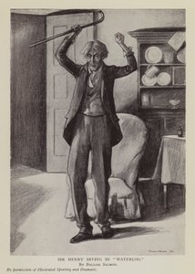 Engelska skådespelaren Henry Irving i Arthur Conan Doyles pjäs Waterloo (lito)