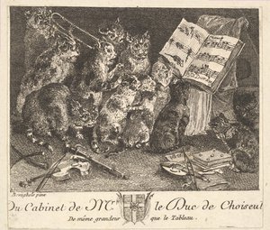 Concert of Cats, efter målningen i samlingen av Duc de Choiseul, före 1771.