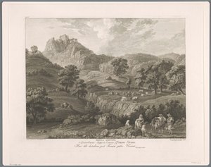 Utsikt över Roccagiovine Rocca Giovine (titel på objekt) Suite de VI vues des Environs de Rome (...) (serietitel)