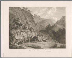 Vy över källan vid Monti Lucretili Vüe ​​​​de fonte bello (titel på objekt) Suite de VI vues des Environs de Rome (...) (serietitel)