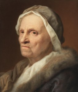 Porträtt av en gammal kvinna i päls av Balthasar Denner