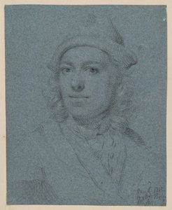 Bröstbild av en ung man med mössa, sedd framifrån av Balthasar Denner