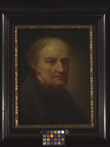 Huvud av en gammal man (olja på trä) av Balthasar Denner
