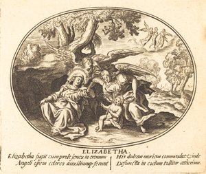 The Flight of Saint Elizabeth med spädbarnet Saint John av Balthasar Moncornet