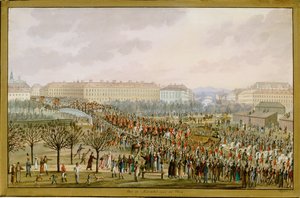 Kejsarinnan Karoline Augusta, fjärde hustru till kejsar Frans I, anländer till Wien den 10 november ... (gouache)