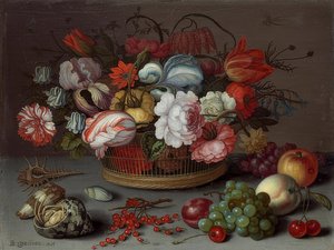 Korg med blommor. Omkring 1622 av Balthasar van der Ast