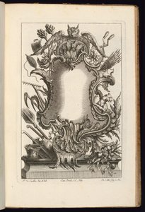 Kartusch med uggla, bok med oregelbundna kartuscher av Balthazar Sigismond Setlezky
