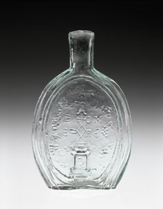 Figurerad kolv, ca. 1847 (icke-bly glas) av Baltimore Glass Works