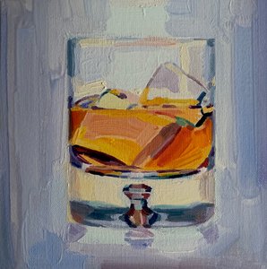Han gillar en whiskydrink, 2019 av Barbara Hoogeweegen