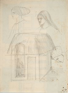 Oidentifierad arkitektonisk skiss (grafit på papper) av Barbara Leigh Smith Bodichon