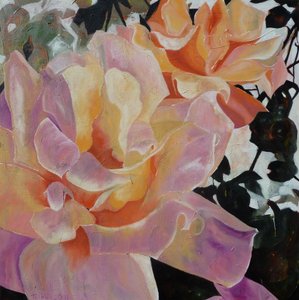 Rosa och orange rosor