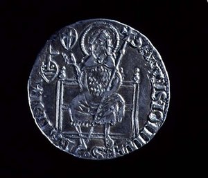 Baksidan av en stor gulf föreställande Johannes Döparen, präglad 1376 (silver) (för framsidan se 119193) av Barduccio di Chierichino