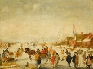 Njuter av isen av Barend Avercamp
