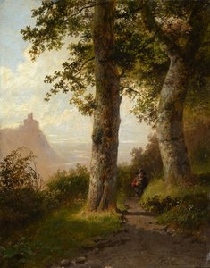 Bergsskog på morgonen av Barend Cornelis Koekkoek