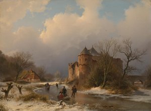 Ett slott i ett vinterlandskap av Barend Cornelis Koekkoek