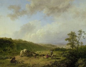 Landskap med ett hot mot regn av Barend Cornelis Koekkoek