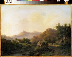 Landskap med ett sätt. Målning av Barend Cornelis Koekkoek (1803-1862). Olja på duk. holländsk konst. M. Kroshitsky konstmuseum, Sevastopol (Sevastopol), Ukraina av Barend Cornelis Koekkoek