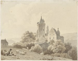 Vilande herde på Schloss Lansberg av Barend Cornelis Koekkoek
