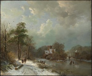 Vinterlandskap, Holland av Barend Cornelis Koekkoek