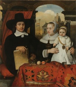 Willem van der Helm (ca 1625-75), stadsarkitekt i Leiden, med sin fru Belytgen Cornelisdr van der Schelt (d 1661) och deras son Leendert (1622-64)