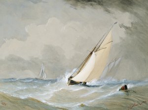 Miranda arbetar in från Weilingen Light Ship in a Heavy Wind - Oostende 1880
