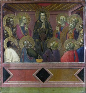 ""Pingst"" Målning av Barnaba da Modena (aktiv ca 1367-1383) 1377 Dim 54,4 x 50,1 cm London National Gallery