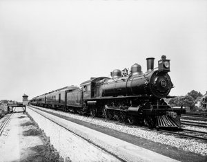 Pennsylvania Limited train, Chicago, Illinois, USA, ca 1908 (s/v foto) av Barnes and Crosby