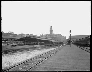 Wells Street Station, Chicago, Illinois, USA, ca 1905 (s/v foto) av Barnes and Crosby