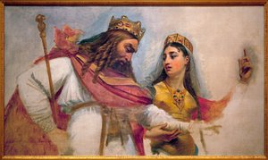 Clovis och Clothilde; Clovis I, kung av frankerna (466-511) och hans hustru Clothilde (St Clothilde) (475-545), som omvände honom till den katolska tron.