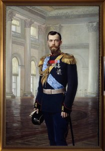 Porträtt av den ryske tsaren Nicholas II 1900 (1868-1918) målning av Ernest Karlovich Liphart (1847-1932) Statens friluftsmuseum Tsarskoye Selo, St. Petersburg. av Baron Ernest Friedrich von Liphart