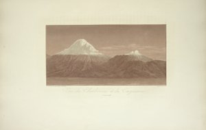 Vy över Chimborazo och Carguairazo, tecknad av Gmelin, graverad av Arnold, illustration från "Views of the Cordilleras and Monuments of the Native Peoples of America" ​​av Alexander von Humboldt och Aime Bonpland, 1813
