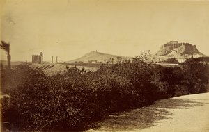Aten - Zeus Olympios tempel och Akropolis från öster.