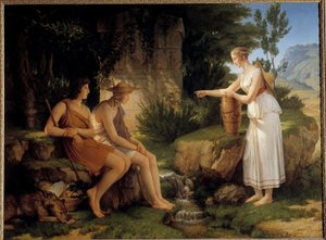 Herdarna vid Amyntas grav Illustration av "Idyllerna" av Salomon Gessner - Målning av Pierre Narcisse (Pierre-Narcisse) Guerin (1774-1833) 1805 Sön 1,31x1,76 m av Baron Pierre Narcisse Guerin