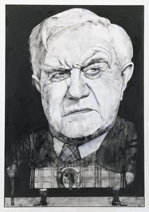 Porträtt av Andrew Cruickshank, illustration för The Sunday Times (gouache ombord)