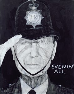Porträtt av Jack Warner som Dixon från Dock Green, illustration för The Listener, 1970-talet (gouache ombord)