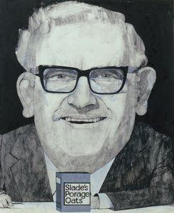 Porträtt av Ronnie Barker, illustration för The Listener, 1970-talet (gouache ombord)