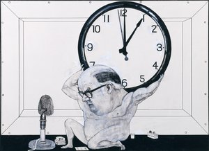 Porträtt av William Hardcastle, illustration för The Radio Times, 1970-talet (gouache och penna och bläck ombord)