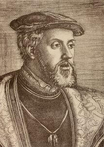 Porträtt av Charles Quint, publicerad 1920 (litho) av Barthel (after) Beham
