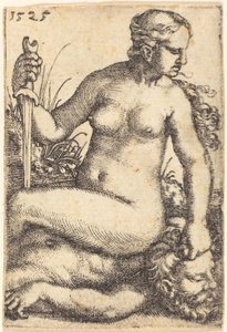 Judith sitter på Holofernes kropp av Barthel Beham