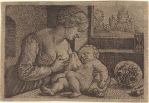 Madonna med skalle av Barthel Beham