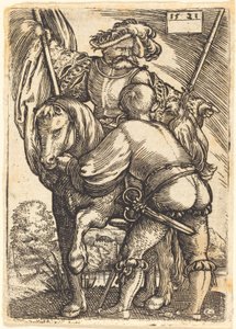 Ridande fanbärare och fotsoldat av Barthel Beham